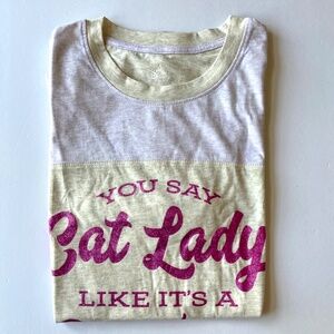 Cat Lady Disney Tee Size M Authentic Short Sleeves Heathered Cotton Poly Knit